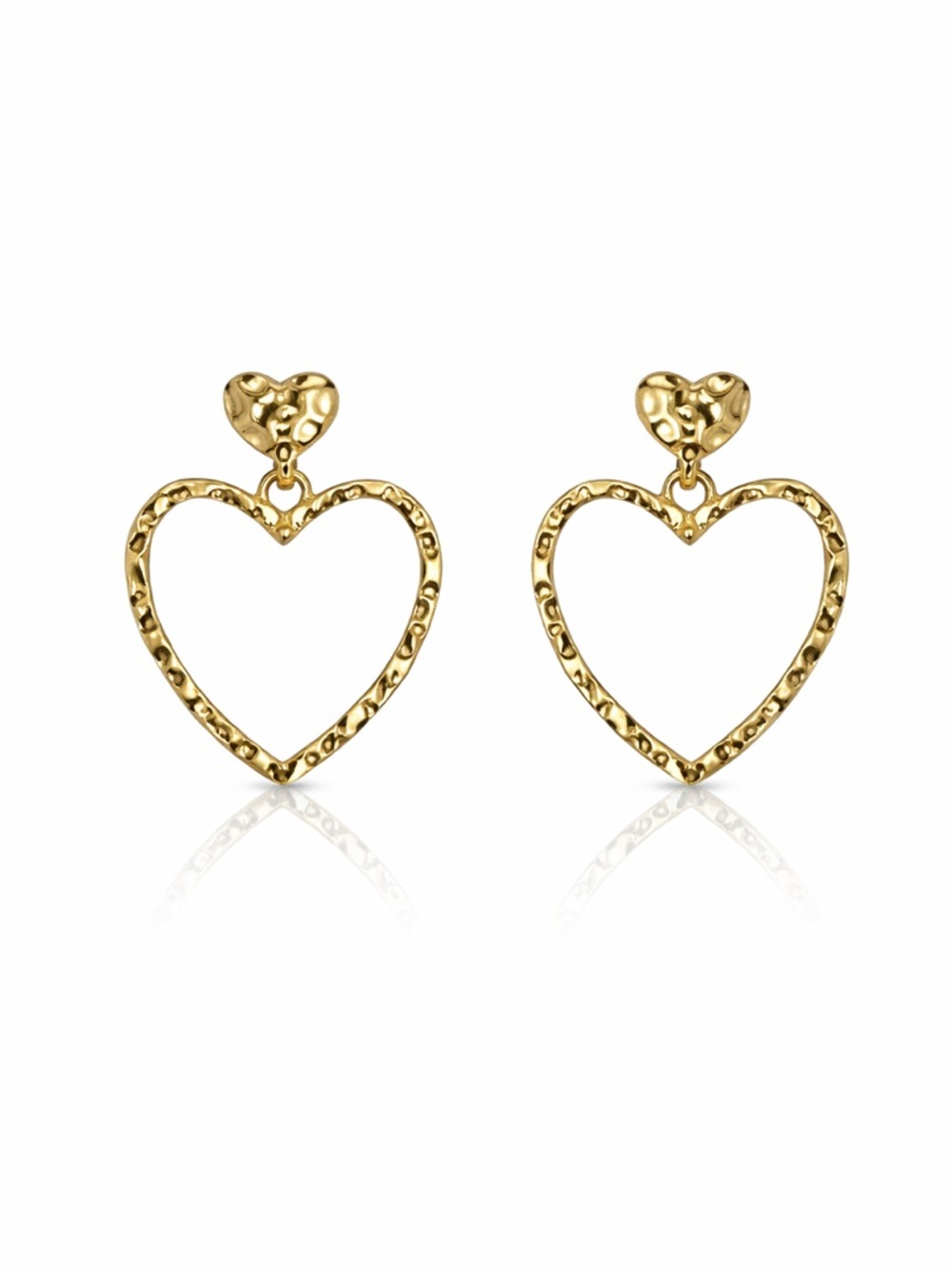 Gold Heart Drop Earrings - Women Jewelry